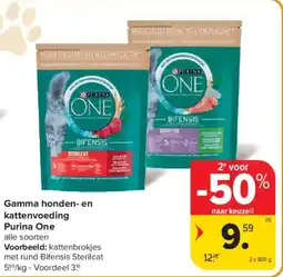 Carrefour Market Gamma honden- en kattenvoeding purina one aanbieding