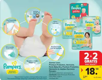 Carrefour Market Gamma luiers premium protection harmonie pants baby-dry, premium protection, harmonie en doekjes harmonie pampers aanbieding