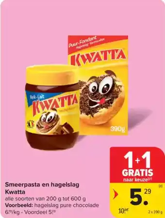 Carrefour Smeerpasta en hagelslag kwatta aanbieding