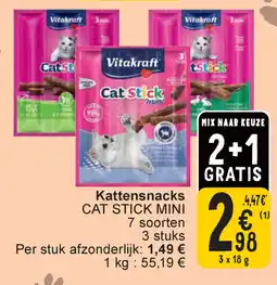 Cora Kattensnacks cat stick mini aanbieding