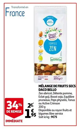 Auchan Melange de fruits secs daco bello 200g aanbieding