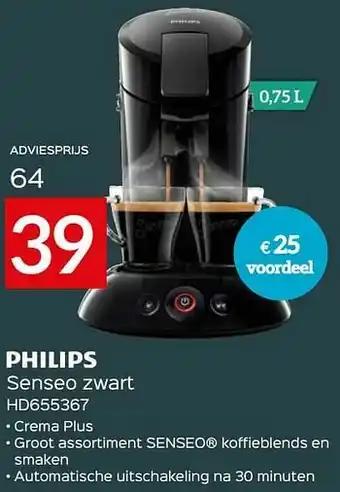 Selexion Philips senseo zwart hd655367 aanbieding