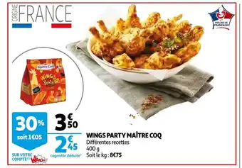 Auchan Wings party maitre COQ 400g aanbieding