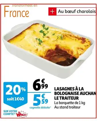 Lasagnes a la bolognaise auchan le traiteur 1kg