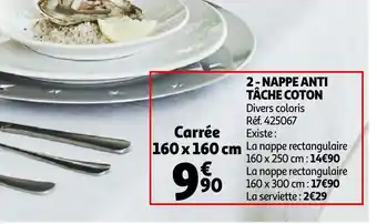 2-nappe anti tache coton 160x160 cm