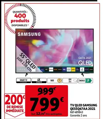 Auchan TV QLED Samsung QE55Q67AA 2021 55" aanbieding