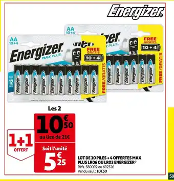 Auchan Lot de 10 piles + 4 offertes max plus LRO6 energizer aanbieding