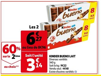 Auchan Kinder bueno lait 340g aanbieding