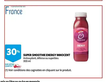 Auchan Super smoothie energy innocent 300ml aanbieding