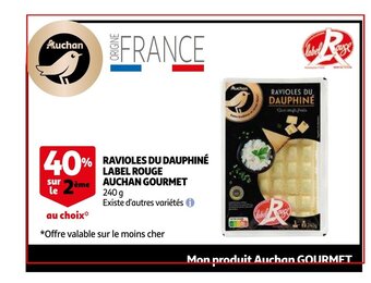 Auchan Ravioles du dauphine label rouge auchan gourmet 240g aanbieding