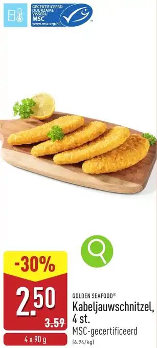 ALDI Golden Seafood Kabeljauwschnitzel, 4 st. aanbieding