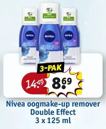 Kruidvat Nivea oogmake-up remover Double Effect 3 x 125 ml aanbieding