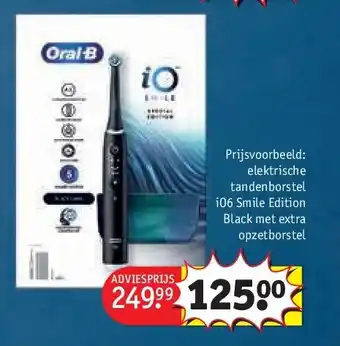 Kruidvat elektrische tandenborstel iO6 Smile Edition Black met extra opzetborstel aanbieding