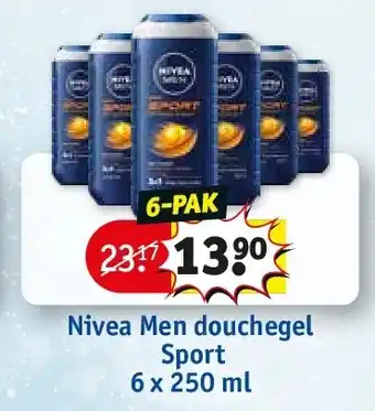 Kruidvat Nivea Men douchegel Sport 6 x 250 ml aanbieding