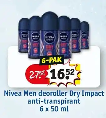 Kruidvat Nivea Men deoroller Dry Impact anti-transpirant 6 x 50 ml aanbieding