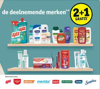 Kruidvat AJAX, Colgate, elmex, meridol, tahiti, PALMOLIVE, Sanex, Soupline aanbieding