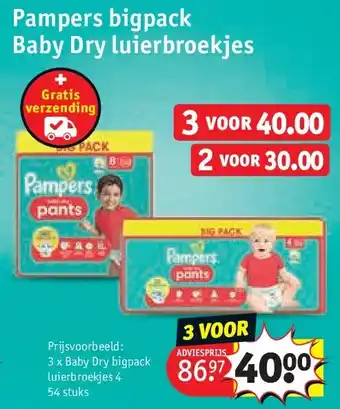 Kruidvat Pampers bigpack Baby Dry luierbroekjes aanbieding