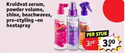 Kruidvat Kruidvat serum, powder volume, shine, beachwaves, pre-styling -en heatspray aanbieding