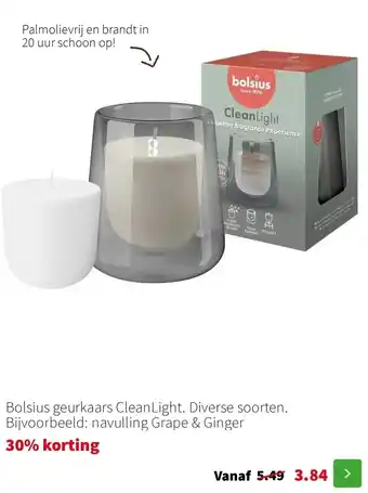 Intratuin Bolsius geurkaars CleanLight aanbieding