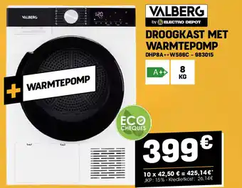 Electro Depot Valberg DROOGKAST MET WARMTEPOMP aanbieding