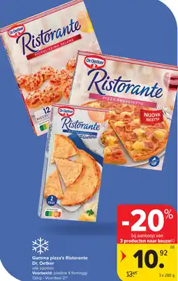 Carrefour Market Dr.oetker gamma pizza's ristorante aanbieding