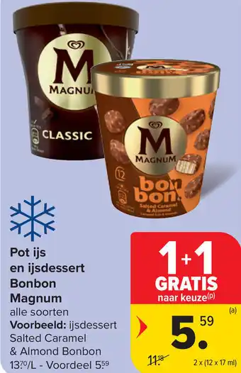 Carrefour Market Magnum pot ijs en ijsdessert bon bon aanbieding