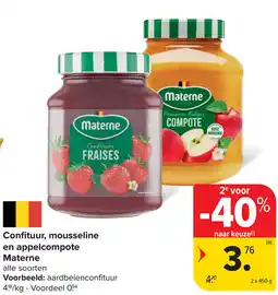 Carrefour Market Materne confituur, mousseline en appelcompote aanbieding