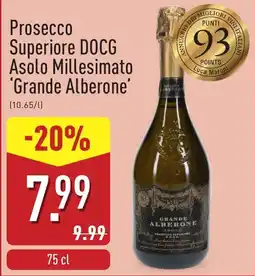 ALDI Prosecco Superiore DOCG Asolo Millesimato Grande Alberone aanbieding