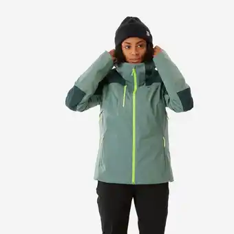 Decathlon Waterdichte en sterke ski-jas voor dames 500 Sport groen aanbieding