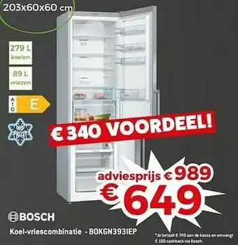Exellent Bosch koel-vriescombinatie - bokgn393iep aanbieding