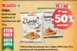 Spar Chips lentil tomaat-basilicurn of hummus sea aanbieding