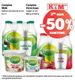 Spar Campina Melk of verse kaas aanbieding