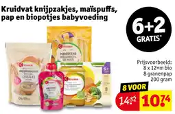 Kruidvat Kruidvat knijpzakjes, maïspuffs, pap en biopotjes babyvoeding aanbieding