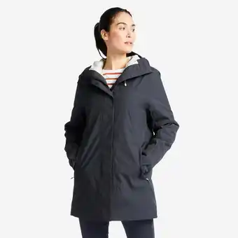 Decathlon Warme water- en winddichte zeiljas voor dames Sailing 300 donkergrijs aanbieding