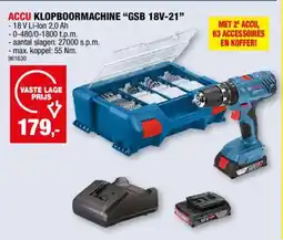 Hubo Accu Klopboormachine "GSB 18V 21" aanbieding