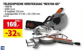 Hubo Telescopische Verstekzaag "BES700 QS" aanbieding