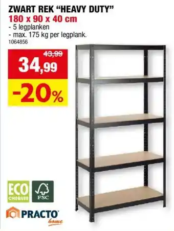 Hubo Zwart Rek "Heavy Duty" aanbieding