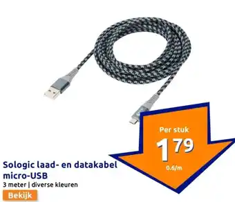 Action Sologic laad- en datakabel micro-USB aanbieding