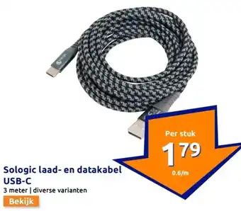 Action Sologic laad- en datakabel USB-C aanbieding