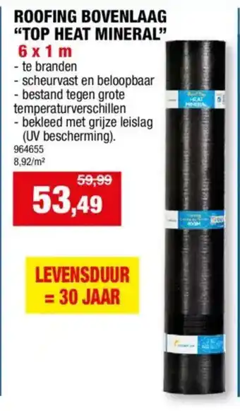 Hubo Roofing bovenlaag "top heat mineral" aanbieding