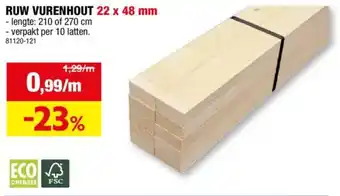 Hubo Ruw Vurenhout aanbieding