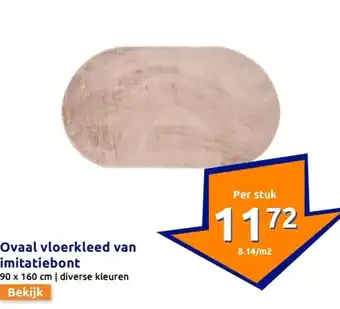 Action Ovaal vloerkleed van imitatiebont aanbieding