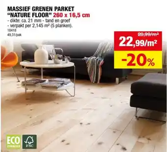 Hubo Massief grenen parket "nature floor" aanbieding