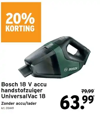 GAMMA Bosch 18 V accu handstofzuiger Universal Vac 18 aanbieding