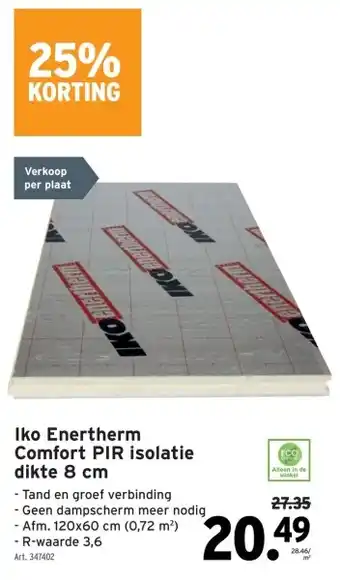 GAMMA Iko Enertherm Comfort PIR isolatie dikte 8 cm aanbieding