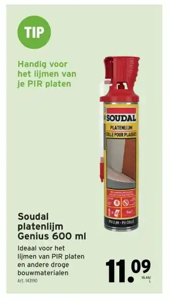 GAMMA Soudal platenlijm Genius 600 ml aanbieding