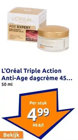 Action L'oréal triple action anti-age dagcrème 45 aanbieding