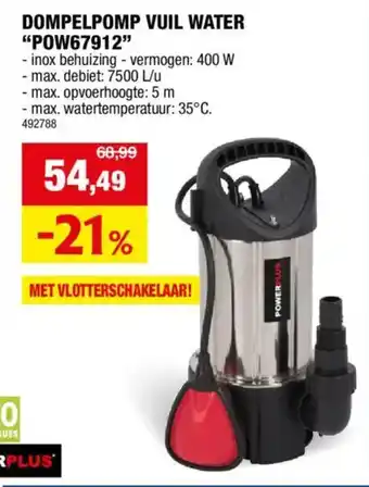 Hubo Dompelpomp vuil water "POW67912" aanbieding