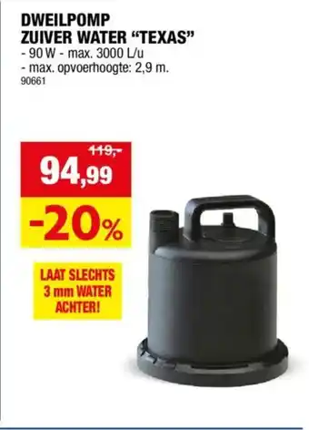 Hubo Dweilpomp zuiver water "Texas" aanbieding