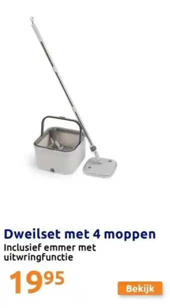 Action Dweilset met 4 moppen aanbieding